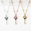 Heart Key Ball Chain Silver Necklace