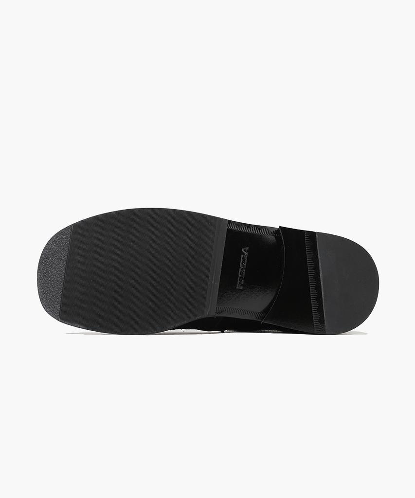 Firenze Atelier Curveline Square Toe Suede Penny Loafers 4060-Qs [Black]
