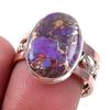 Natural Purple Copper Turquoise 925 Solid Silver Jewelry TwoTone Ring 8.5US C0U70
