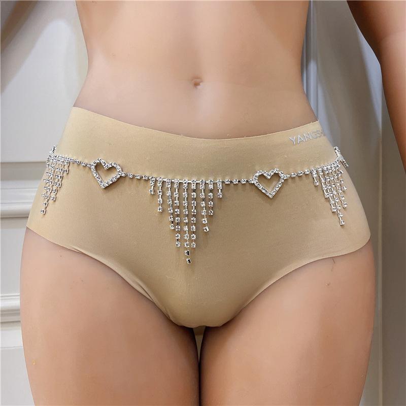 Cross-Border Hot Sale Fashion All-Match Tassel Love Waist Chain European and American Sexy Belly Dance Crystal Waistchain