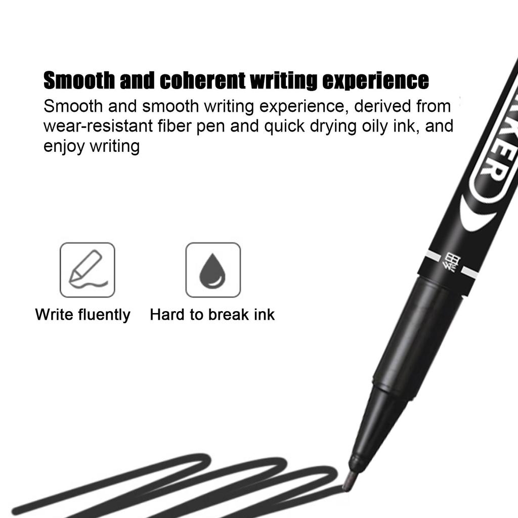Black Marker Pen Dual Thick And Thin Nib Waterproof Pen Sketchbook Painting Ma Paint C2x7 Suppl V2H5