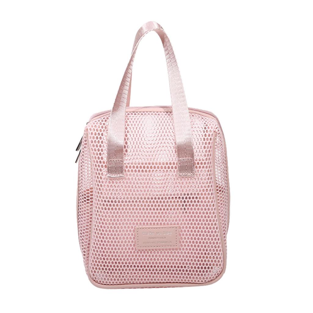 Travel Portable Large Capacity Zipped Mesh Cosmetic Bag Organizer Handbag Casual Multi-compartment Pocket Toiletry Pouch