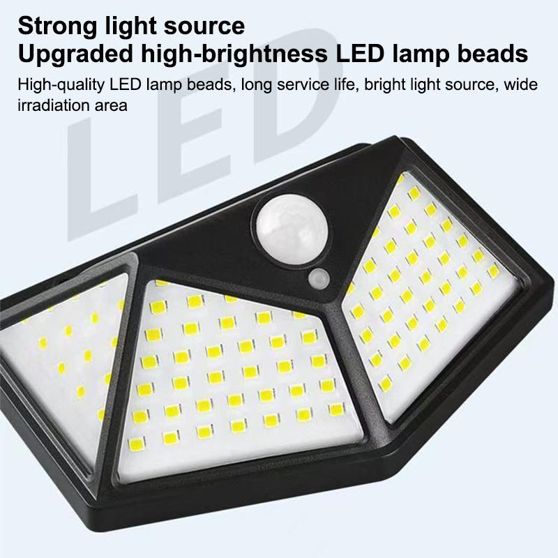 100 Светодиодных Солнечных Настенных Светильников Датчик Движения PIR Настенный Светильник Уличный Водонепроницаемый IP65 На солнечной батарее Для Столба Забора Двор Дорожка