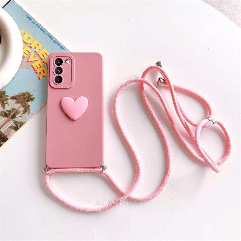 Чехол-ремешок Love Heart для Samsung Galaxy S21 S22 S23 Plus Ultra 5g S20 Fe, силиконовый чехол-шнурок S21fe S20fe