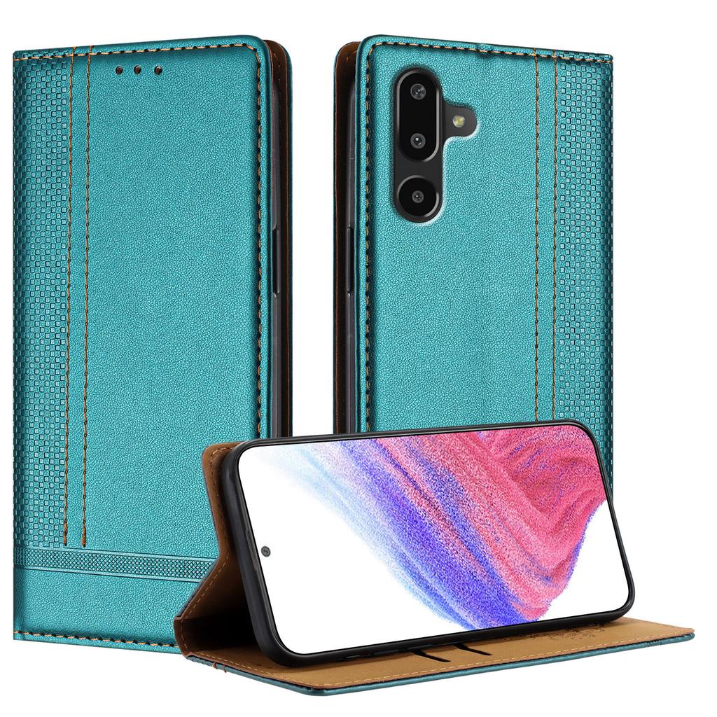 For Samsung Galaxy M16 5G/Galaxy F16 5G Case L-Shaped Grid Pattern Leather Stand Phone Cover with Card Slots