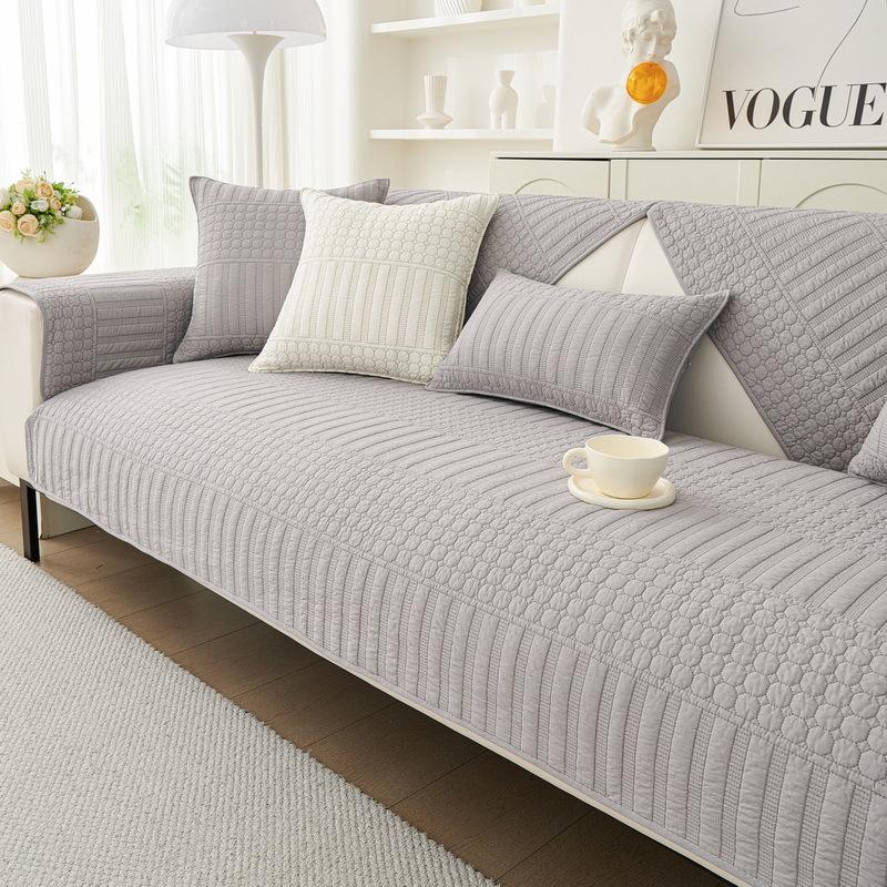 Nordic Cotton Sofa Cushion, Quilted Washed Pure Cotton Sofa Cover Towel, Universal Fabric For All Seasons, Non-Slip Sofa Seat Cushion