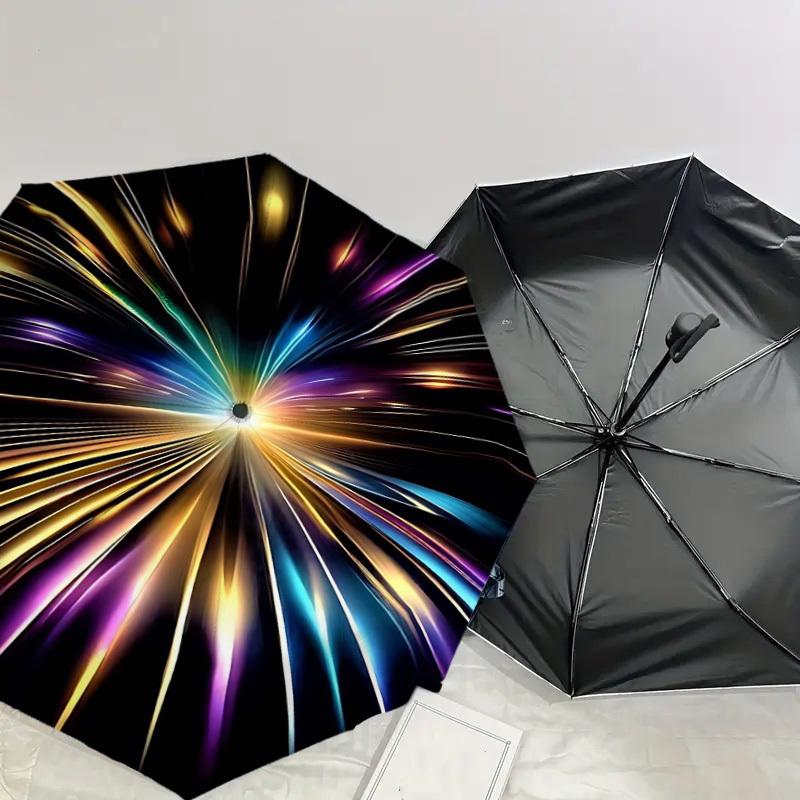 1PC Lightburst Colorful Umbrella-8-Rib Reinforced, Automatic Open, Lightweight & Durable, Cute Fashion Accessory for Outdoor, Beach or Casual Use, Bea
