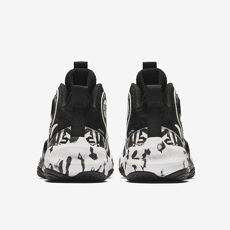 Anta Баскетбольные кроссовки Kids Asymmetric 4.0, удобные, универсальные, нескользящие, прочные, средней высоты, детские кроссовки, цвет черный, белый 312431121-4