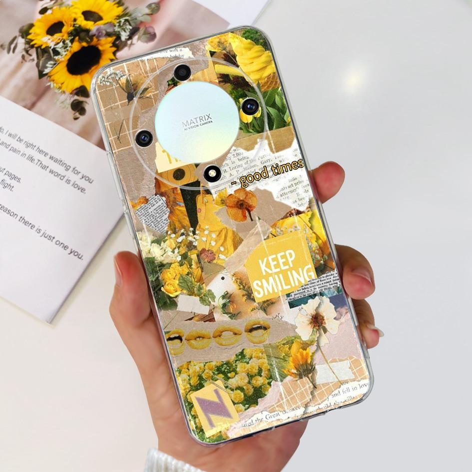 Чехол для Honor X9b 5G ALI-NX1 Популярный Цветок Мягкий Прозрачный Силиконовый TPU Чехол для Honor X9a RMO-NX1 HonorX9 ANY-NX1 Ударопрочный Funda