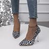 Сексуальные элегантные женские модные туфли с леопардовым принтом, модные босоножки с острым носком на высоком каблуке 34-43