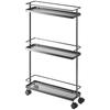 Slim Kitchen Cart, Black, Approx. W38 X D12 X H66cm, Tower [Assembly Required: Casters and Hooks Attached] 7152