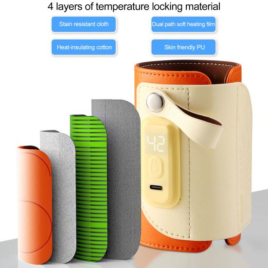 Чехол для подогрева бутылочек Портативный подогреватель детских бутылочек Быстрый нагрев USB Type C Интеллектуальный контроль температуры Подогреватель бутылочек