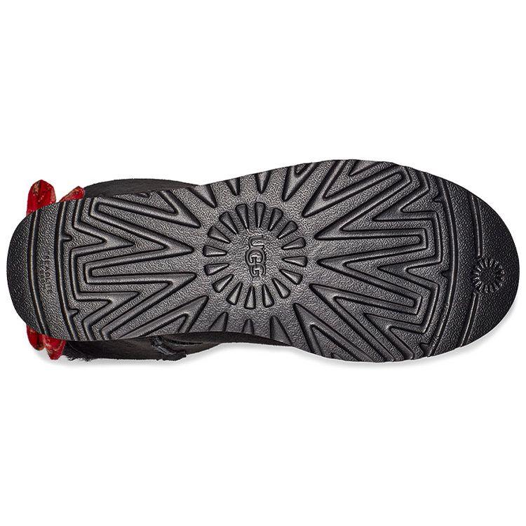 UGG Bailey Bow Plaid Ribbon Short Snow Boots Women Boots Black 1119115-BLK