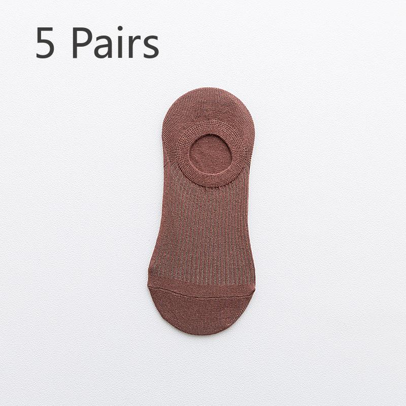 5 пар женских весенних и летних невидимых силиконовых нескользящих носков-лодочек с небольшим горлом
