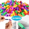 20/50PCS 2-in-1 Erasers Chisel Shape Pen Top Protector Pencil Extender School Office Supplies
