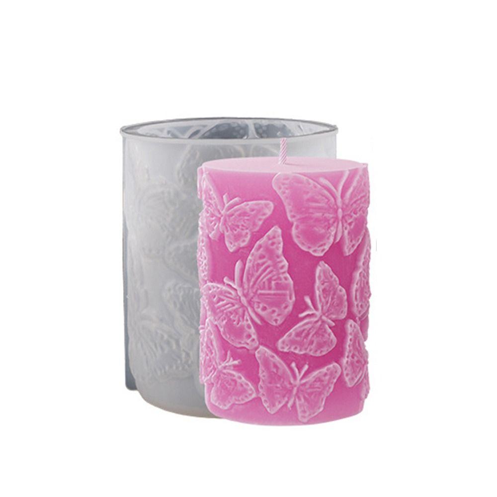 Epoxy Resin 3D Cylinder Candle Mold Relief Flower Soap Mold Art Wax Cake Resin Mold Handmade