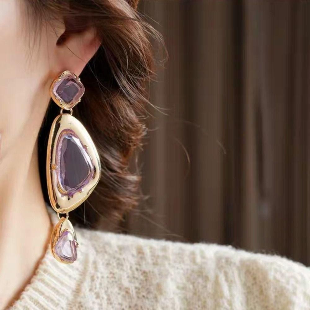 Прозрачные хрустальные преувеличенные серьги-капли Винтажные нерегулярные серьги Серьги со стразами Вечеринка