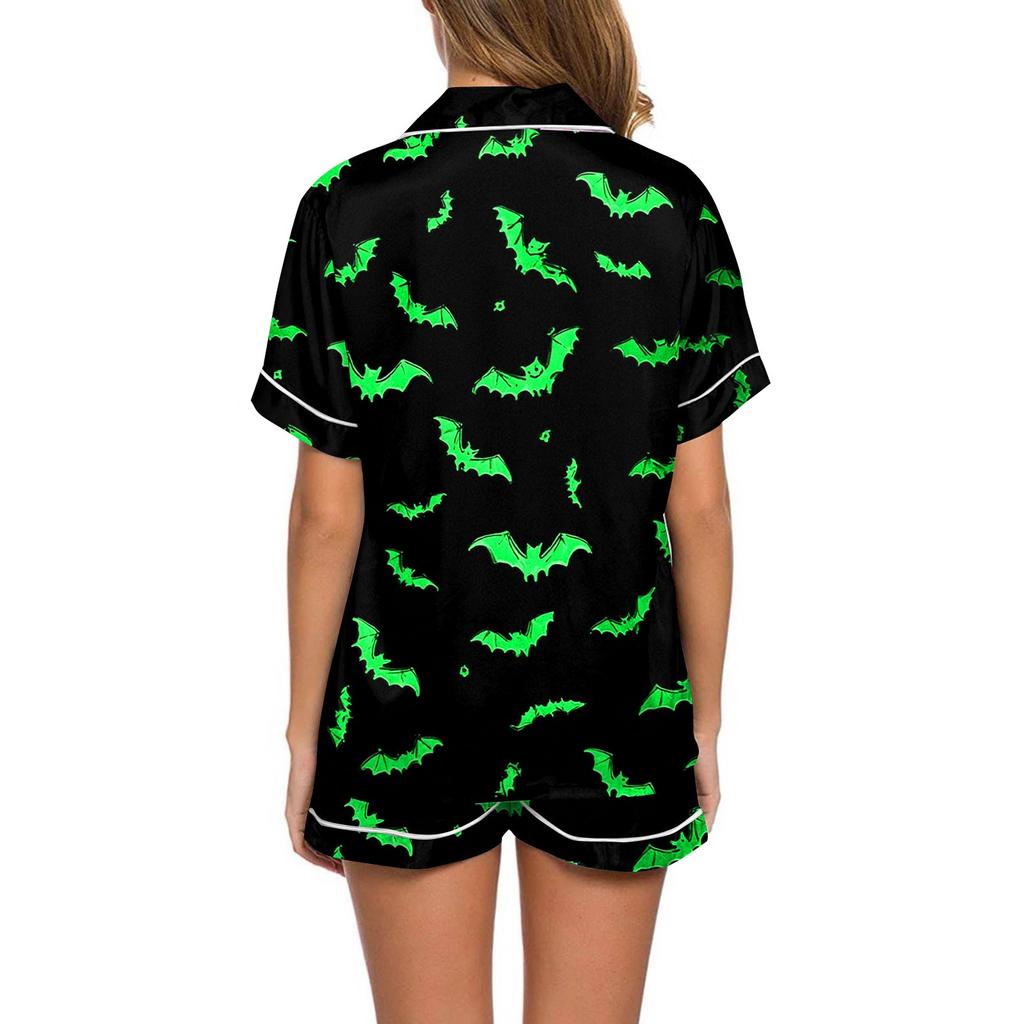 Женский повседневный модный домашний костюм с принтом на Хэллоуин, с коротким рукавом