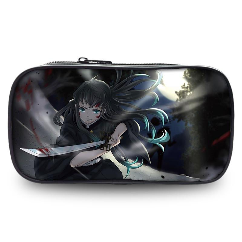Large Capacity Demon Slayer Pen Bag Stylish Oxford Fabric Stationery Pouch