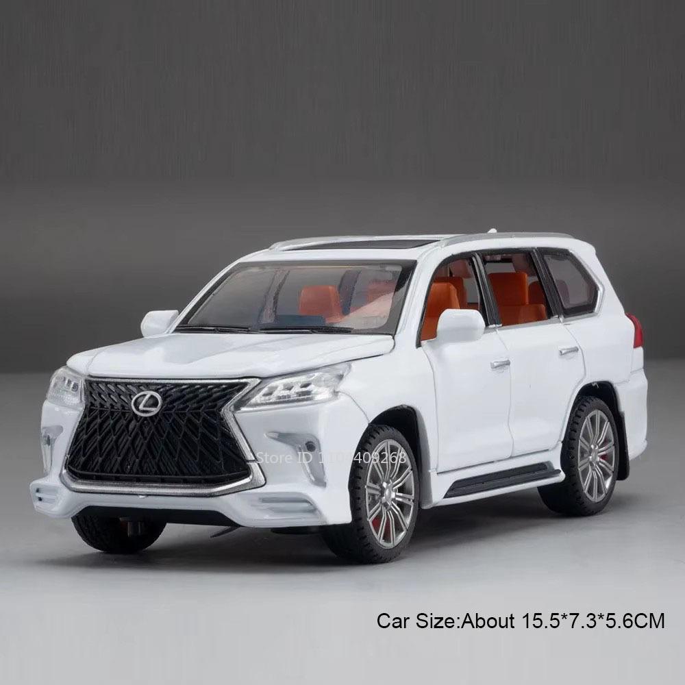 1:32 LX570 GLS580 SUV Car Model Toy Diecast Metal Doors Opened Sound Light Pull Back Off-road Vehicle Models Decorative Gifts