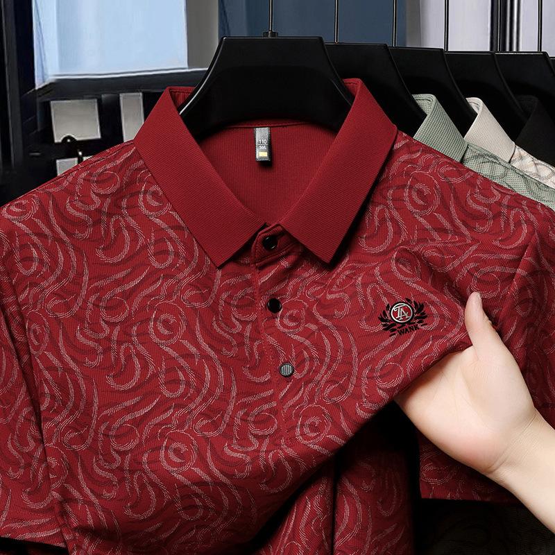 Мужская рубашка поло с коротким рукавом, мужская легкая роскошная высококачественная дышащая тонкая футболка с коротким рукавом и принтом