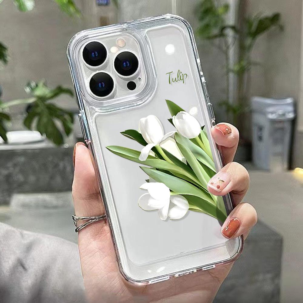 Чехол для телефона Tulip Flower для iPhone 14 Pro Max, чехол для iPhone 11 12 13 Pro Max XR 7 8 14 15 Plus XS Max X SE, мягкий прозрачный чехол