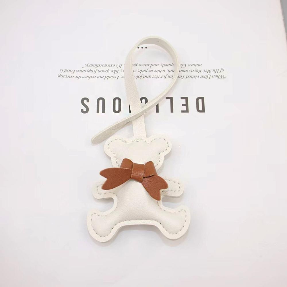 Soft PU Leather Keyring Car Key Holder Cartoon Bag Pendant Bow Bear Keychain Hanging Accessory