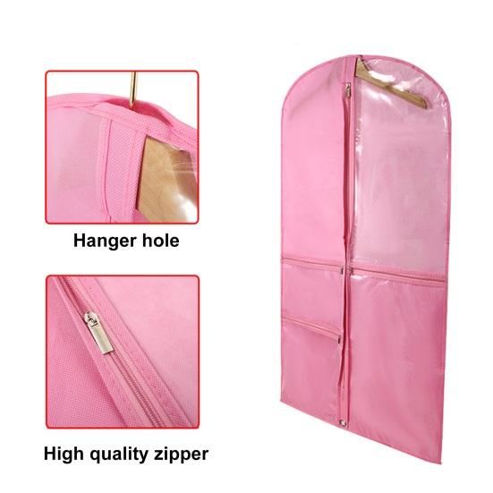 Garment Bag Waterproof Dustproof Hanging Clothes Cover Multi-Pocket Design Zipper Closure Clothing Storage Bag
