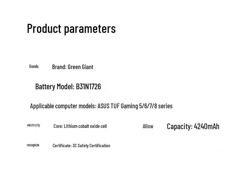 Green Giant Energy Laptop Battery for ASUS TUF Gaming Series