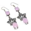 Natural Pink Chalcedony Gemstone 925 Sterling Silver Jewelry Earring 2.60" U8c76