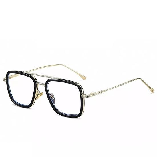 Очки Dervin Unisex Adult Light Blocking Cut Zero Power Anti-Glare Retro Square Eyeglasses, оправа Tony Stark для защиты глаз