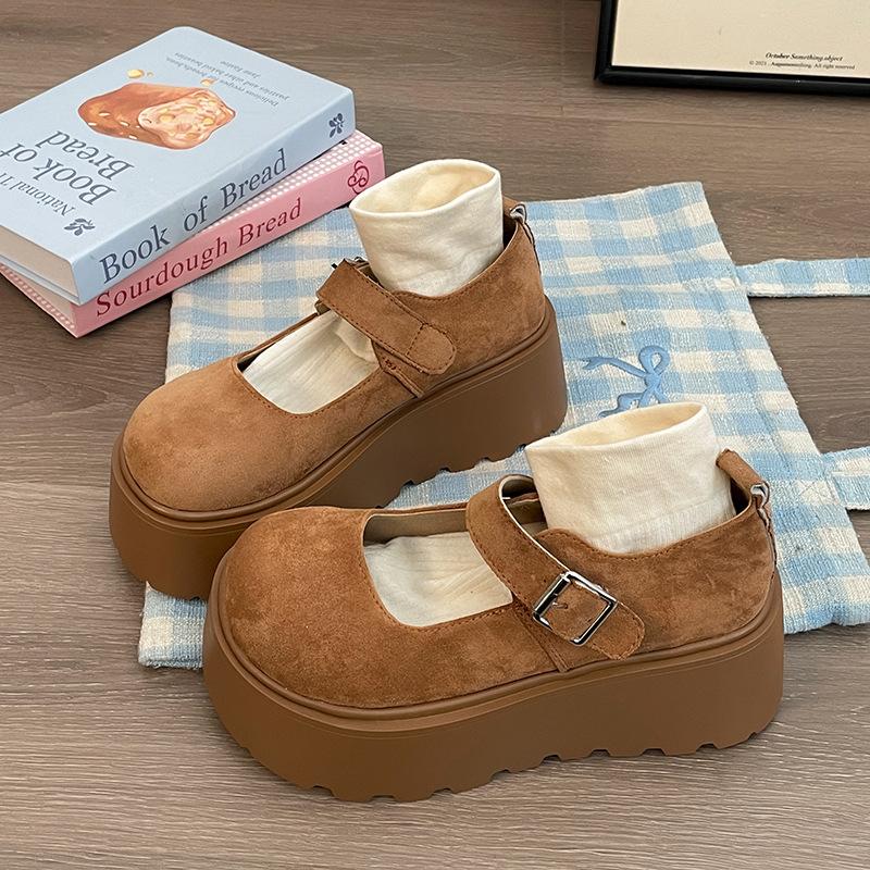 Модные офисные белые туфли Мэри Джейн на платформе с круглым носком, женские, новые 2025, весна-осень, французские универсальные туфли на низком подъеме