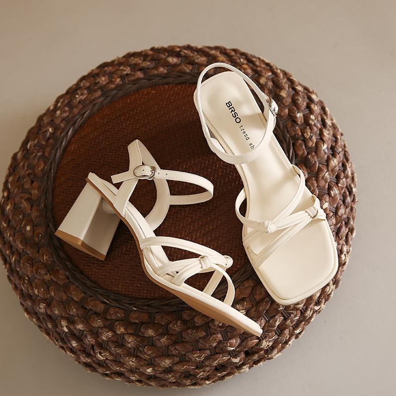 Дизайнерские летние женские сандалии на толстом высоком каблуке, модные женские сандалии для улицы, для вечеринки, для платья, гладиаторские