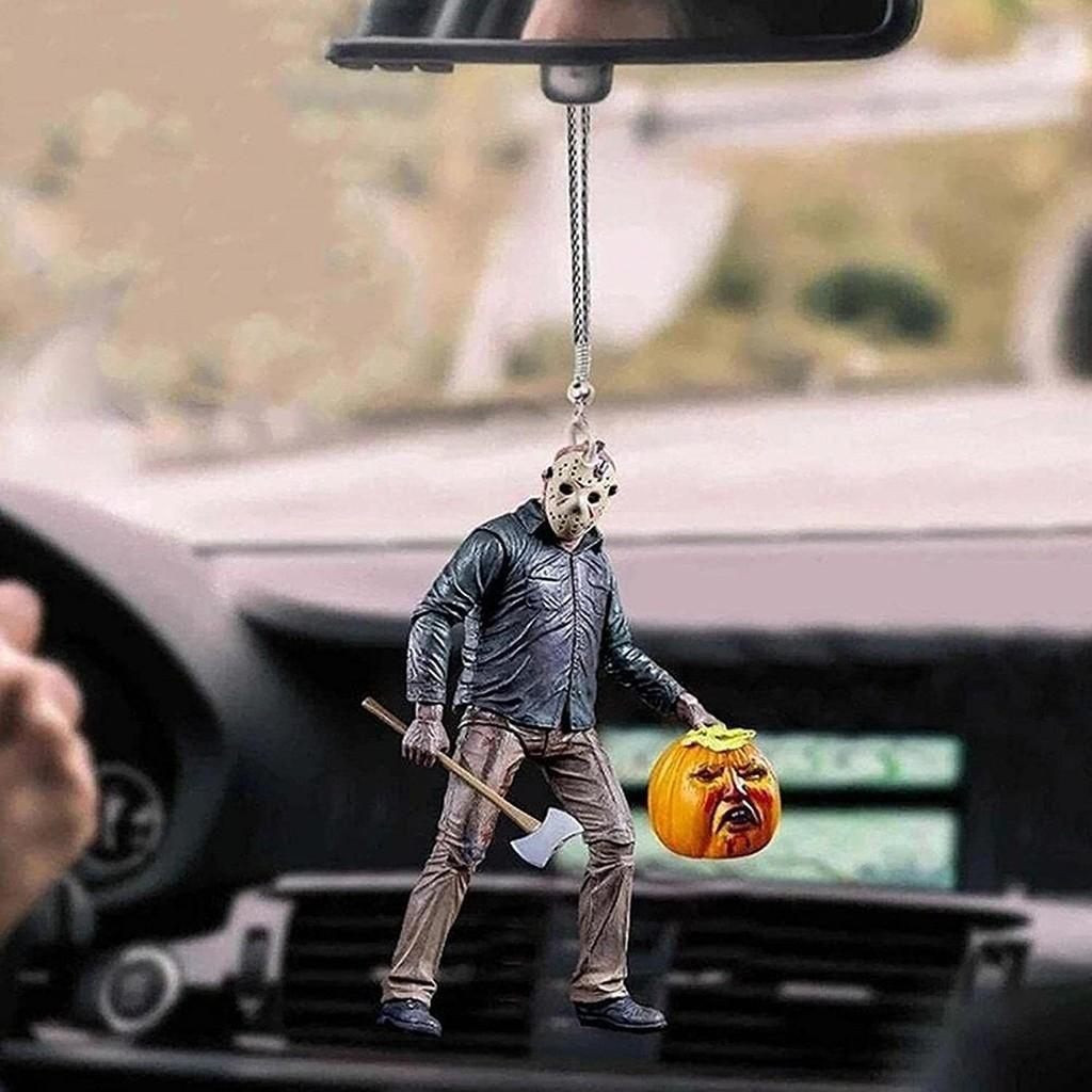 Vintage Acrylic Halloween Scary Character Car Hanging Ornament For Spooky Car Decor