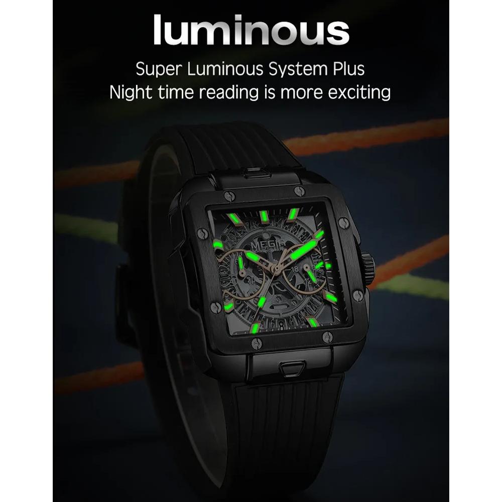 Часы для мужчин Роскошные спортивные кварцевые наручные часы с силиконовым ремешком Светящиеся стрелки Дата Мужской хронограф Часы Reloj Hombr