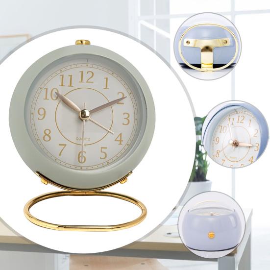 Analog Alarm Clock with LED Light Non-Ticking Battery Operated Bedroom Desktop Digital Quartz Clock Children Students Gift