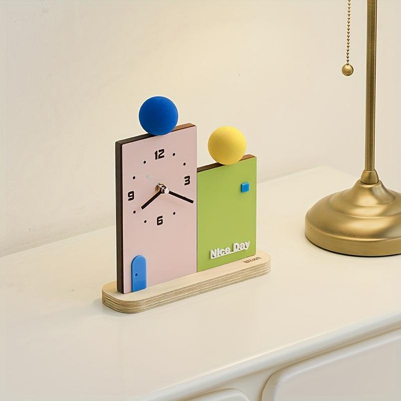 Creative Building Block Style Clock,Silent, Battery Powered,Unique Square Design,Perfect for Bedroom or Study Decor, Bedroom Accessory