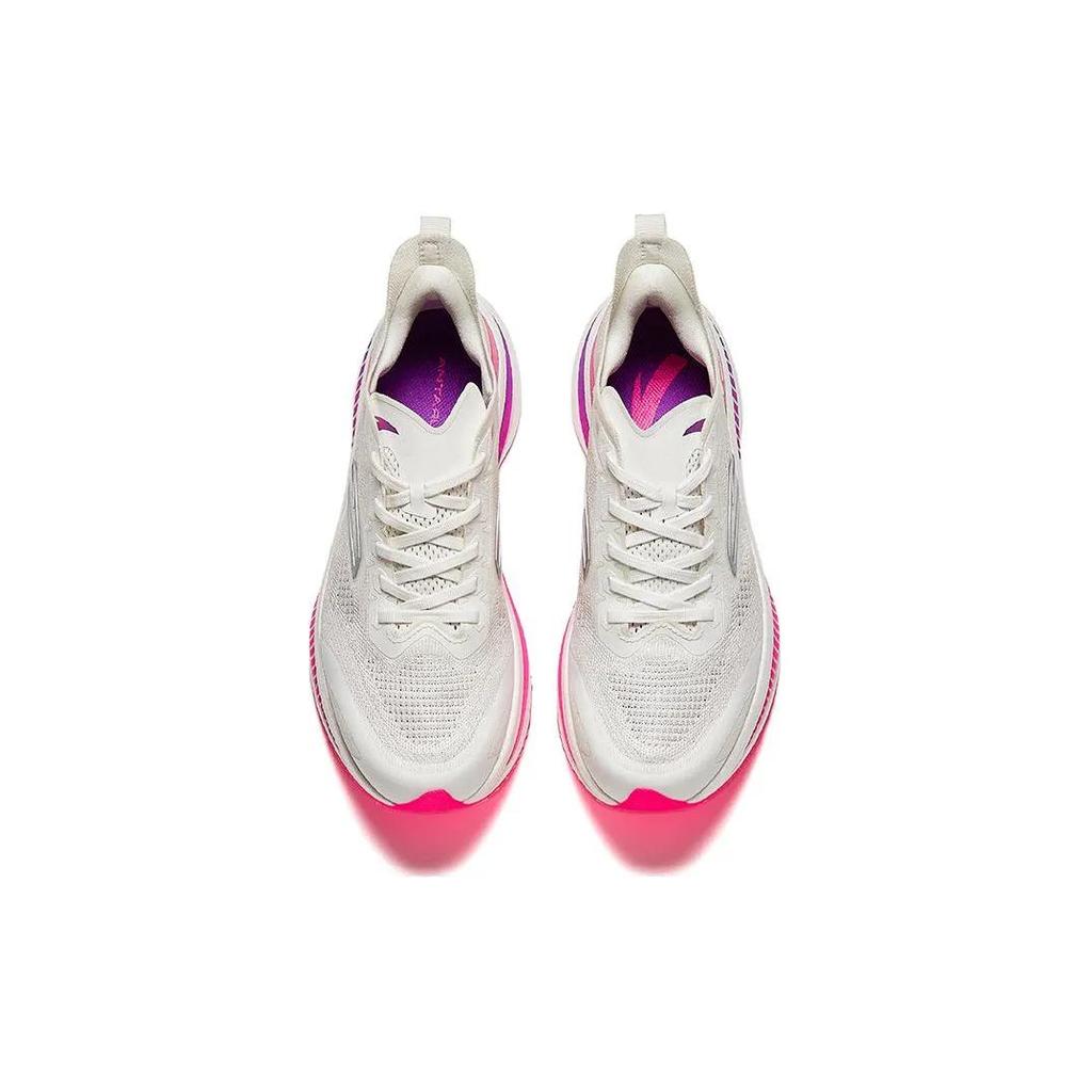 Anta Cushioning Abrasion Resistant Breathable Low top Full Length Carbon Plate Running Shoes Men's White Pink (Unisex) Running Shoes