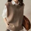 Side Button Crew Neck Sweater Vest, Casual Solid Color Sleeveless Knit Vest for Spring & Fall, Women's Clothing