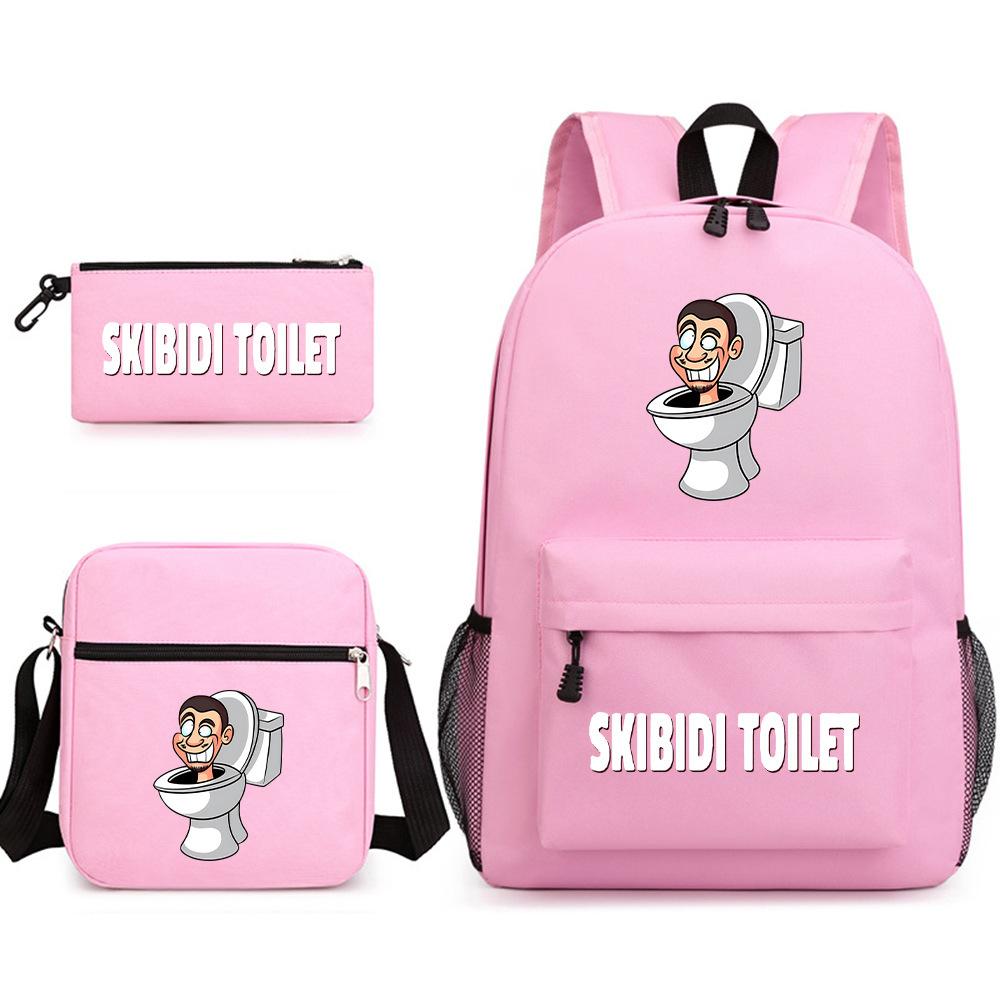 Набор Skibidi Toilet из трех предметов для ученика начальной школы, ученика средней школы, школьная сумка, рюкзак большой емкости для путешествий