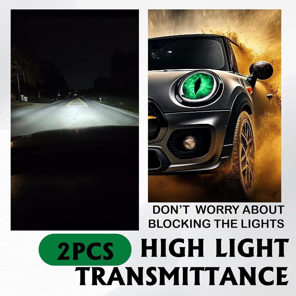 2PCS Beast Eyes Headlight Decals for Jeep, 3D Cool Beast Eyes Light Decoration Stickers, Waterproof Car Body Window Bumper Round Decal Compatible