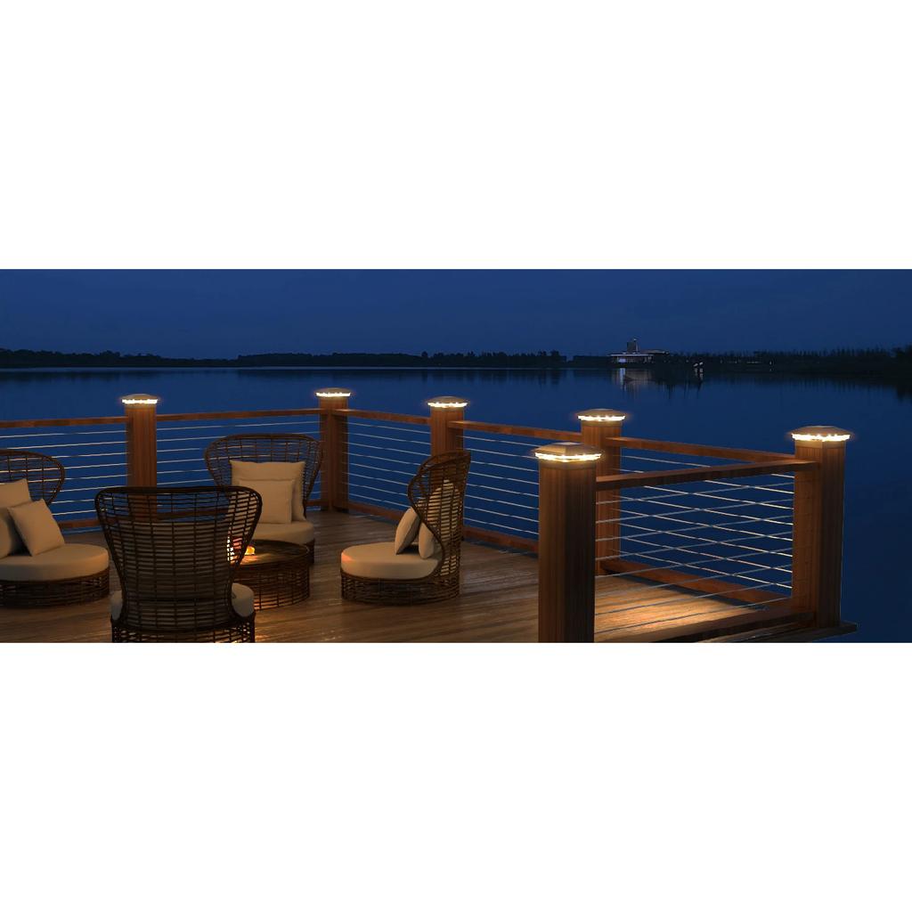 Solar Post Cap Light Outdoor Waterproof 12pack,Solar Fence - Post Lights for 4x4 5x5 6x6 Wooden/Vinyl Post,Black Deck Post Cap Light Solar Powered