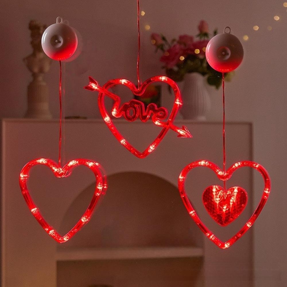 Waterproof Heart Curtain Fairy Light Creative Suction Cup Atmosphere Light  Proposal Ceremony