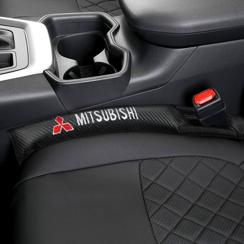 2/1Pc Carbon Fiber Car Seat Gap Filler Soft Pad Interior Accessories For Mitsubishi Outlander Lancer EX ASX L200 RALLIART Pajero