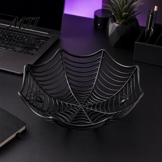 Прочная Halloween-миска Корзина-паутина, Пластиковая миска для фруктов с дизайном паутины, Качественный держатель для угощений или конфет "Сладкое или гадость" для обеденного стола,