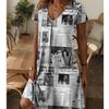 Summer Fashion Women's V Neck Short Sleeve Retro Style Printed Dress Sex Short Skirt Dresses