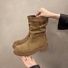 Модная обувь для женщин 2024 Сапоги женские до колена Платформа Современные сапоги Женские Круглый носок Слипоны Плетеный Фриндж Квадратный каблук Обувь Женская