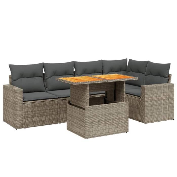 VidaXL Salon de Jardin avec Coussins 6 pcs, Canapés de Terrasse, Ensemble de Meubles de Patio, Mobilier d'Extérieur, Gris 3271305