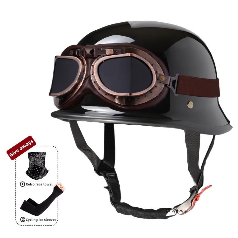 Мотоциклетный шлем для мужчин летом, ретро полушлем Harley для электромобиля, солдатский принц в немецком стиле, круизный автомобиль, на четыре сезона