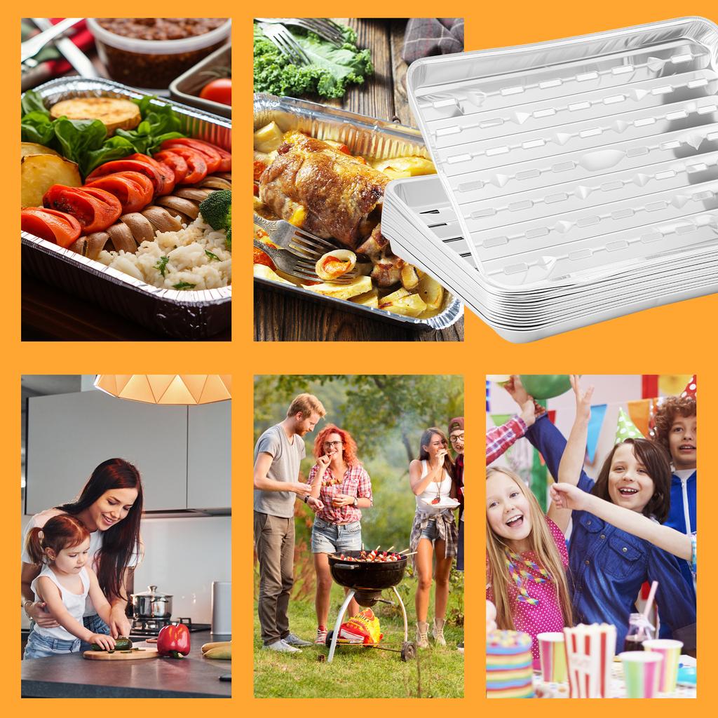 Aluminum Foil Trays Non-Stick Baking Pans BBQ Tray Food Grade BBQ Bowl for Air Fryer Oven Baking Cooking Kitchen Baking Tool